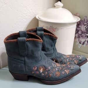 Teal Green Leather Booties